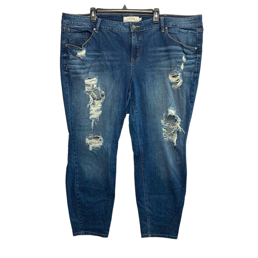 Torrid Skinny Jeans Women's Size 26 Blue Denim Stretch Distressed Plus Cotton